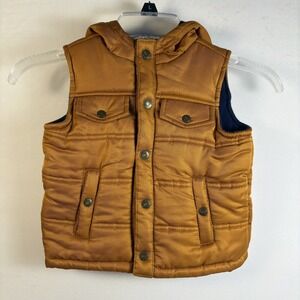 Janie and Jack Kids Puffer Vest Hooded Mustard Bronze‎ Navy Blue 18-24 Months